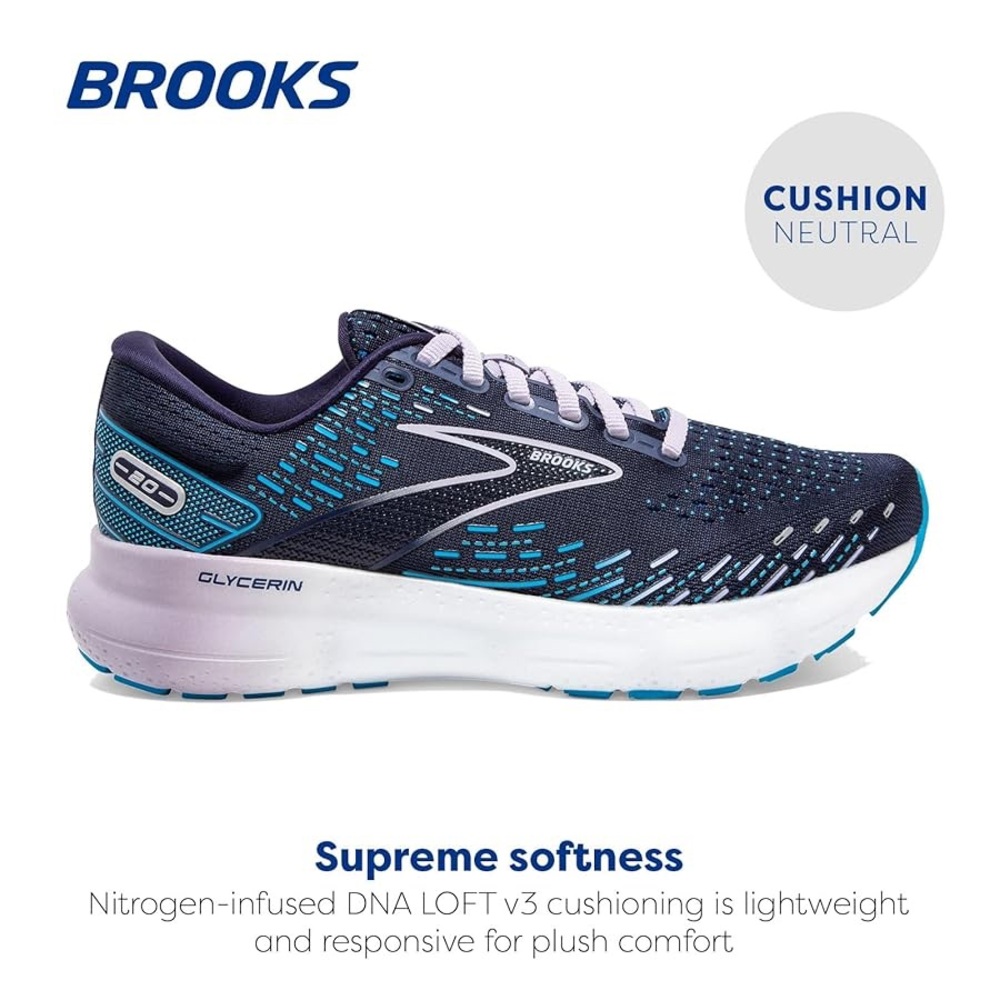 Brooks Glycerin 20 Runners in Peacoat/Ocean/Pastel Lilac Color Size 9